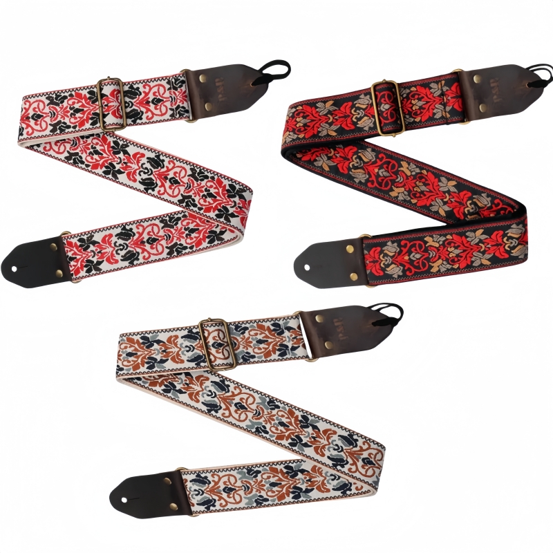Leather Watch Strap - Miwayer vintage bloemen gitaarband, zacht geborduurde