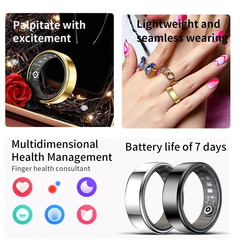 Smartwatch Sports Watches For Men - Slimme Ring Gezondheidstracker Hartslag Bloedzuurstofmeter Waterdicht