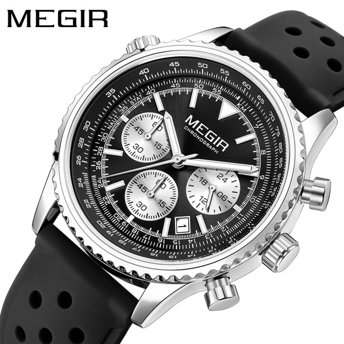 MEGIR Zilver Zwart Quartz Horl - Leather Watch Strap recensie en prijs